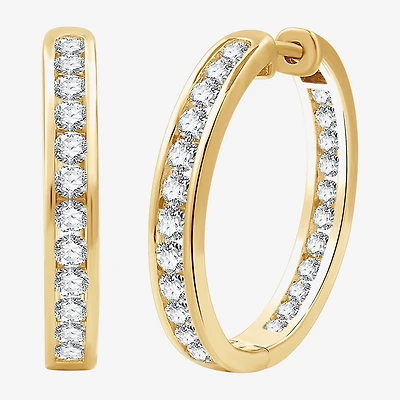 (G, Si1-Si2) Womens 2 CT. T.W. Lab Grown White Diamond 14K Gold Over Silver 25.6mm Hoop Earrings