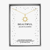 Diamond Accent Sun (G-H,Si2-I1) Womens Diamond Accent Lab Grown White Diamond Accent 14K Gold Over Silver Sunburst 16 Inch Pendant Necklace