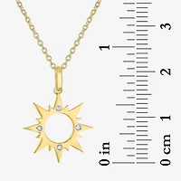 Diamond Accent Sun (G-H,Si2-I1) Womens Diamond Accent Lab Grown White Diamond Accent 14K Gold Over Silver Sunburst 16 Inch Pendant Necklace