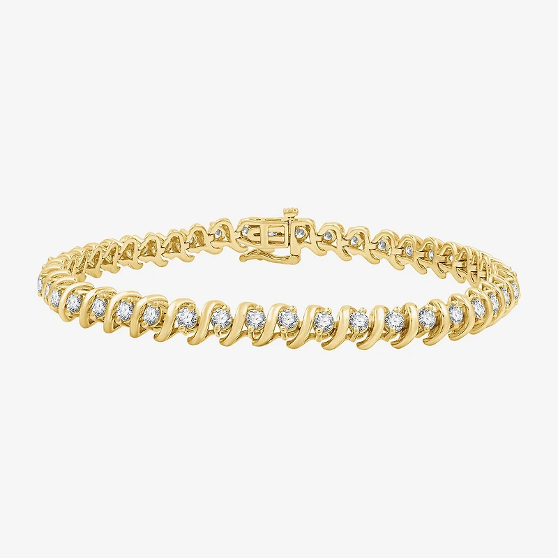 G / Si1-Si2) Womens 3 CT. T.W. Lab Grown White Diamond 14K Gold Over Silver Inch Tennis Bracelet