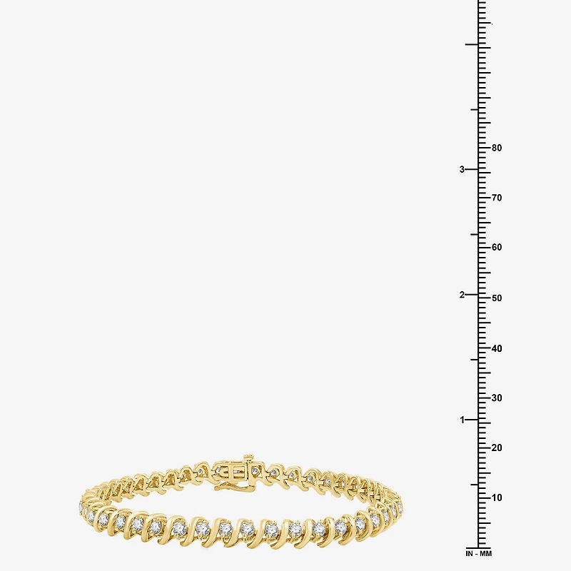 G / Si1-Si2) Womens 3 CT. T.W. Lab Grown White Diamond 14K Gold Over Silver Inch Tennis Bracelet