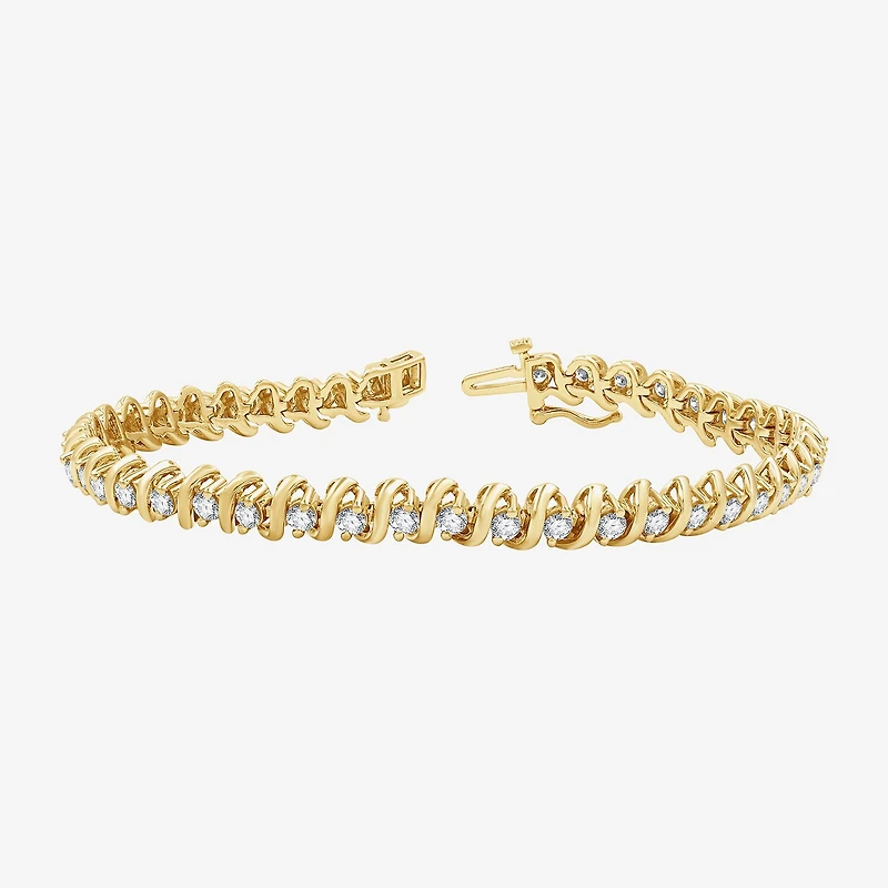G / Si1-Si2) Womens 3 CT. T.W. Lab Grown White Diamond 14K Gold Over Silver Inch Tennis Bracelet