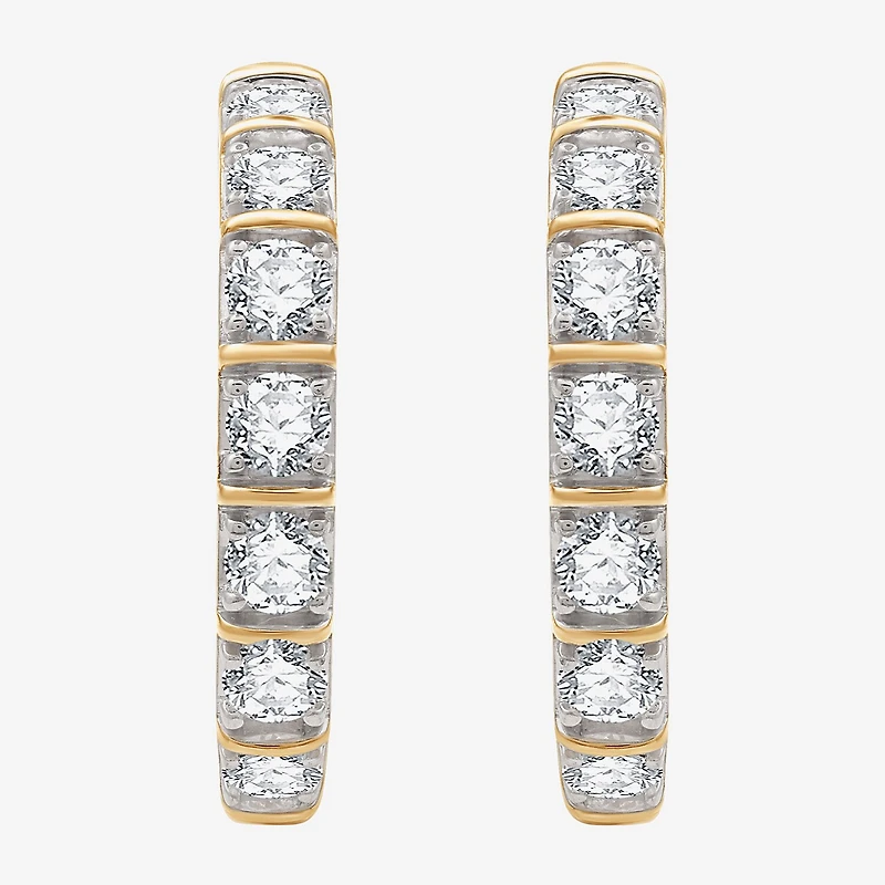 (G, Si1-Si2) Womens 2 CT. T.W. Lab Grown White Diamond 14K Gold Over Silver 25.6mm Hoop Earrings