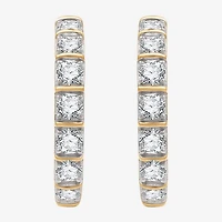 (G, Si1-Si2) Womens 2 CT. T.W. Lab Grown White Diamond 14K Gold Over Silver 25.6mm Hoop Earrings