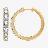(G, Si1-Si2) Womens 2 CT. T.W. Lab Grown White Diamond 14K Gold Over Silver 25.6mm Hoop Earrings
