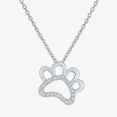 Diamond Accent Paw(G-H, Si2-I1) Womens Diamond Accent Lab Grown White Diamond Accent Sterling Silver Heart 16 Inch Pendant Necklace