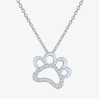 Diamond Accent Paw(G-H, Si2-I1) Womens Diamond Accent Lab Grown White Diamond Accent Sterling Silver Heart 16 Inch Pendant Necklace