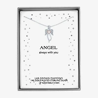 Angel (G-H, Si2-I1) Womens Diamond Accent Lab Grown White Diamond Accent 14K Two Tone Gold Over Silver Sterling Silver Angel Heart 16 Inch Pendant Necklace
