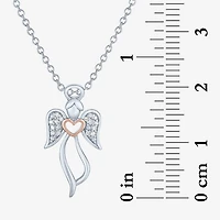 Angel (G-H, Si2-I1) Womens Diamond Accent Lab Grown White Diamond Accent 14K Two Tone Gold Over Silver Sterling Silver Angel Heart 16 Inch Pendant Necklace