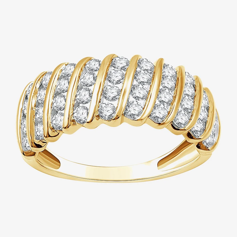 (G, Si1-Si2) Womens 1 CT. T.W. Lab Grown White Diamond 14K Gold Over Silver Band