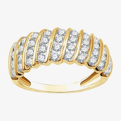 (G, Si1-Si2) Womens 1 CT. T.W. Lab Grown White Diamond 14K Gold Over Silver Band