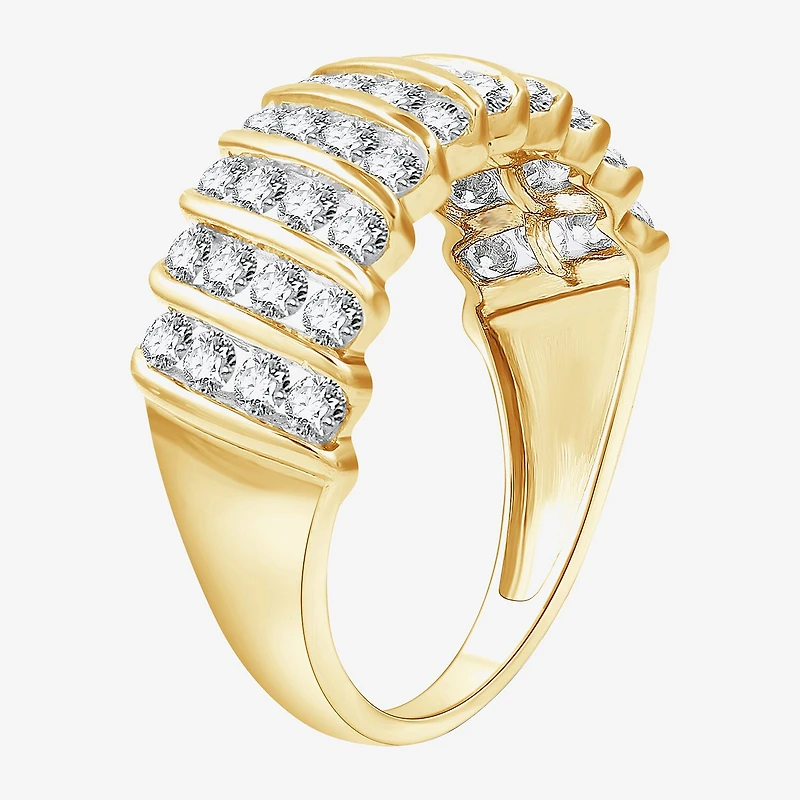 (G, Si1-Si2) Womens 1 CT. T.W. Lab Grown White Diamond 14K Gold Over Silver Band