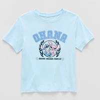Little & Big Kid Girls Crew Neck Short Sleeve Regular Fit Lilo Stitch Graphic T-Shirt