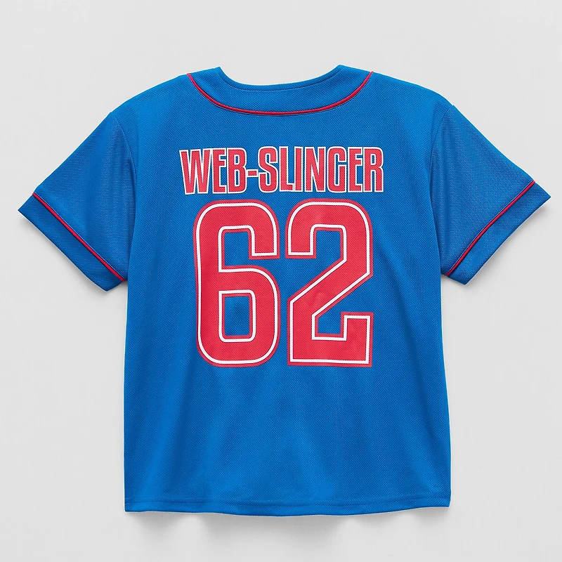 Disney Collection Little & Big Kid Boys Crew Neck Marvel Spiderman Short Sleeve Jersey