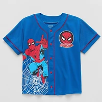 Disney Collection Little & Big Kid Boys Crew Neck Marvel Spiderman Short Sleeve Jersey