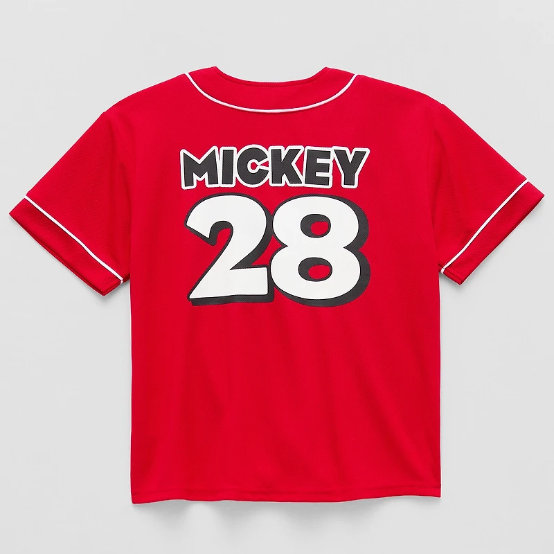 Disney Collection Little & Big Kid Boys Crew Neck Mickey Mouse Short Sleeve Jersey