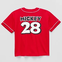 Disney Collection Little & Big Kid Boys Crew Neck Mickey Mouse Short Sleeve Jersey