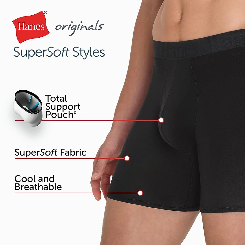 Hanes Originals Supersoft Total Support Pouch Mens 3 Pack Boxer Briefs Uosba3