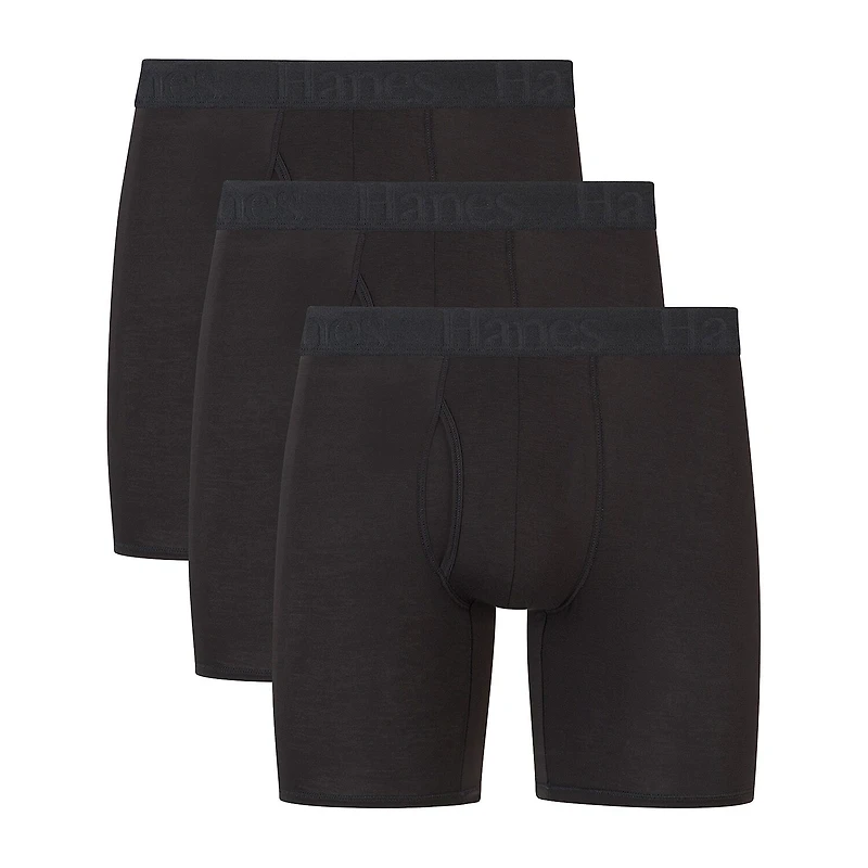 Hanes Originals Supersoft Mens 3 Pack Cooling Multi-Pack Comfort Waistband Trunks Uo2ta3