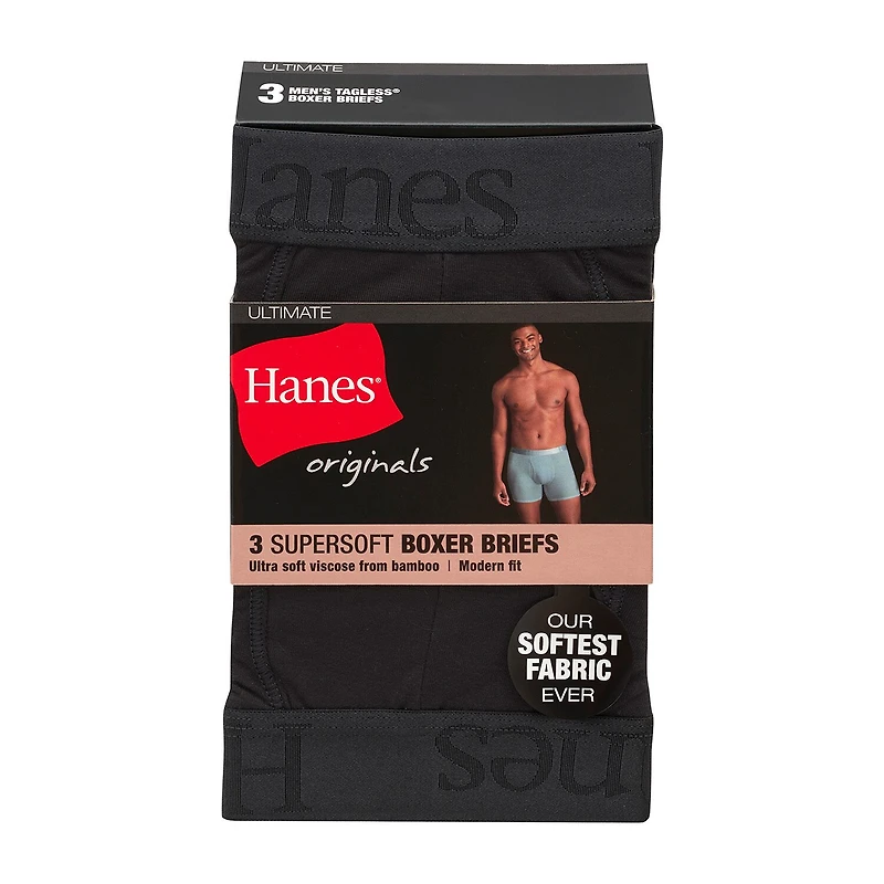 Hanes Originals Supersoft Mens 3 Pack Cooling Multi-Pack Comfort Waistband Trunks Uo2ta3