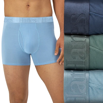 Hanes Originals Supersoft Mens 3 Pack Cooling Multi-Pack COMFORT WAISTBAND Trunks Uo2tb3