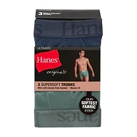 Hanes Originals Supersoft Mens 3 Pack Cooling Multi-Pack Comfort Waistband Trunks Uo2tb3