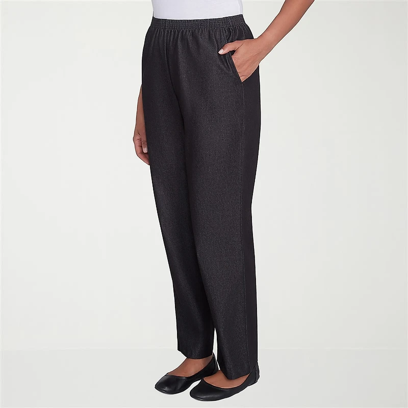 Alfred Dunner Classics Womens Straight Mid Rise Pull-On Pant