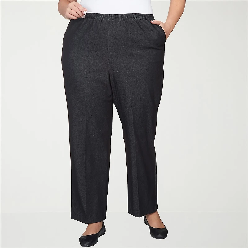 Alfred Dunner Classics Womens Plus Straight Pull-On Pants