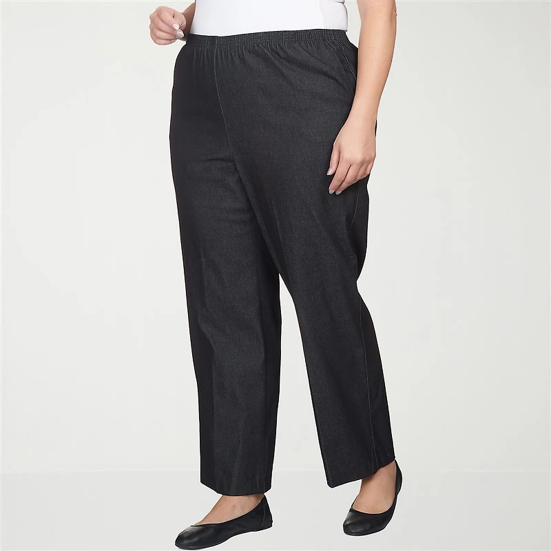 Alfred Dunner Classics Womens Plus Straight Pull-On Pants