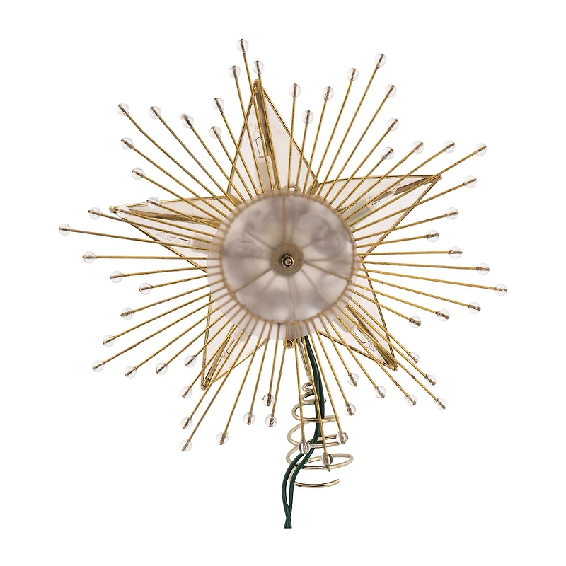 Kurt Adler 10-Inch 5-Point Capiz Star Tree Topper With Rays And Beads