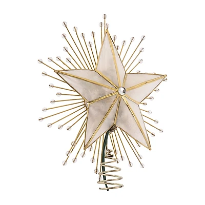 Kurt Adler 10-Inch 5-Point Capiz Star Tree Topper With Rays And Beads