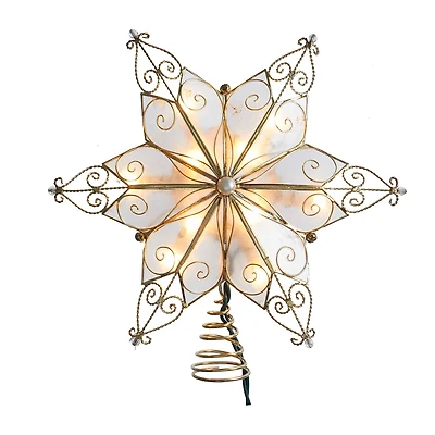 Kurt Adler 10-Light 6-Point Capiz Star Treetop Christmas Tree Topper