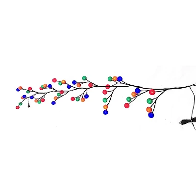 Kurt Adler Multicolor Cotton Ball Pre-Lit Christmas Indoor Garland