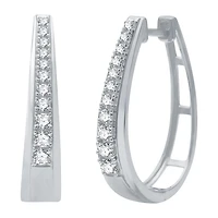 Womens 1/2 CT. T.W. Natural White Diamond Sterling Silver 23.8mm Hoop Earrings