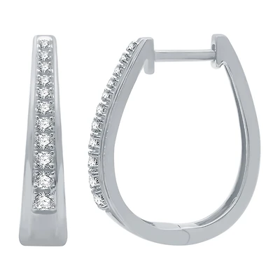 Womens 1/4 CT. T.W. Natural White Diamond Sterling Silver 19.6mm Hoop Earrings