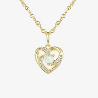 Girls 1/5 CT.  Lab Created White Opal 14K Gold Over Silver 16 Inch Pendant Necklace