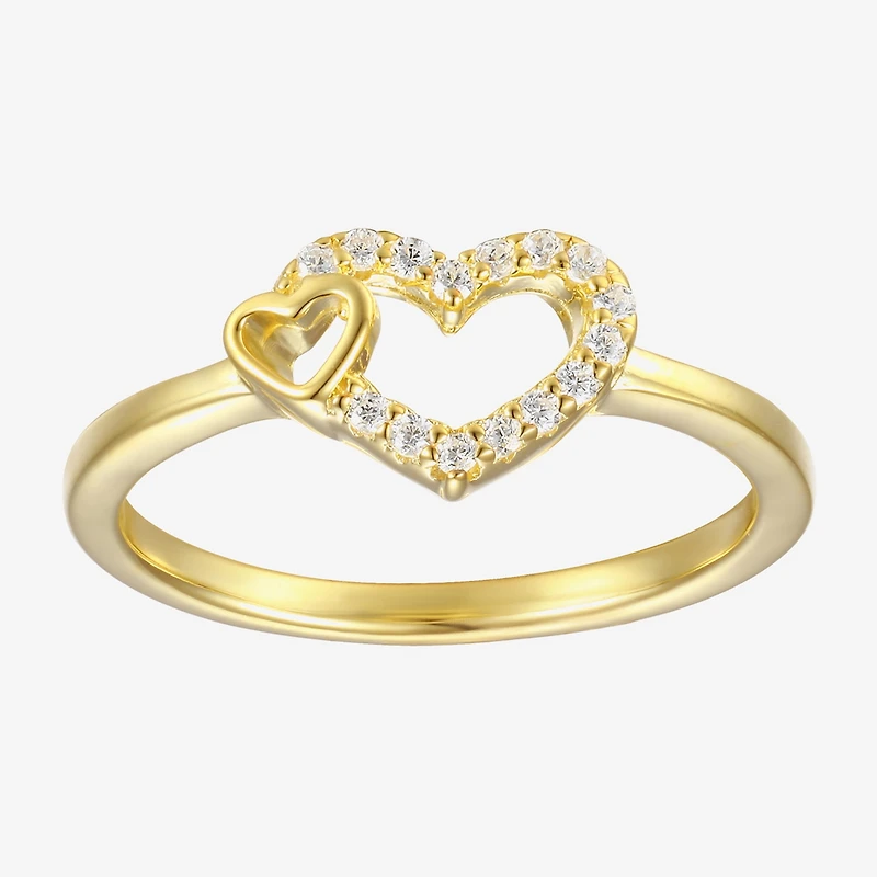 Girls 1/10 CT. Lab Created Cubic Zirconia 14K Gold Over Silver Cocktail Ring