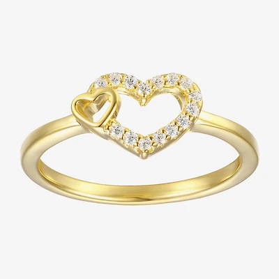 Girls 1/10 CT. Lab Created Cubic Zirconia 14K Gold Over Silver Cocktail Ring