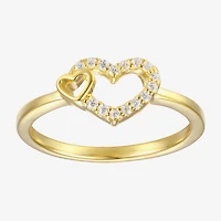 Girls 1/10 CT. Lab Created Cubic Zirconia 14K Gold Over Silver Cocktail Ring