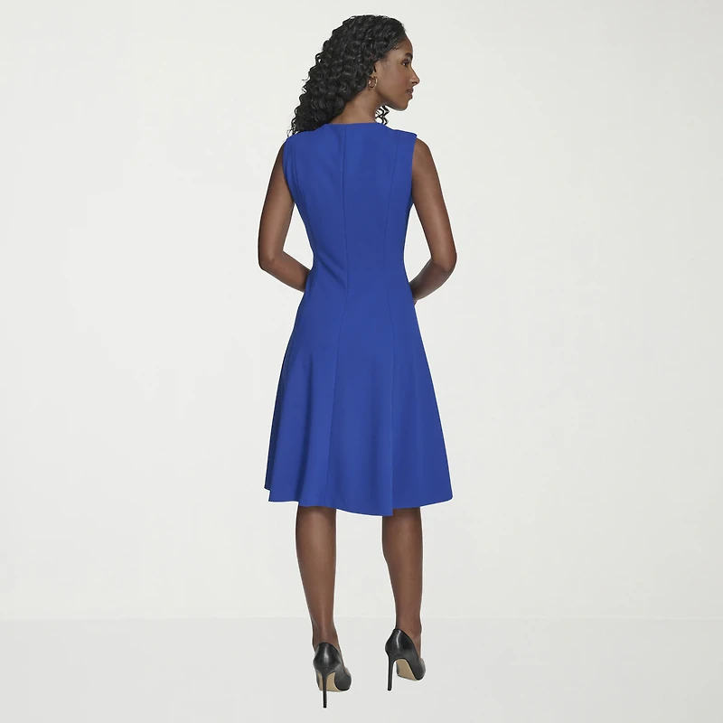 Marc New York Womens V Neck Sleeveless Fit + Flare Dress