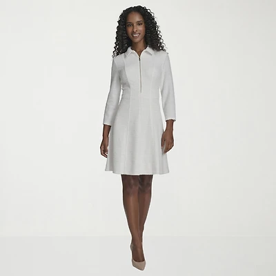 Marc New York Womens 3/4 Sleeve Fitted Fit + Flare Dress