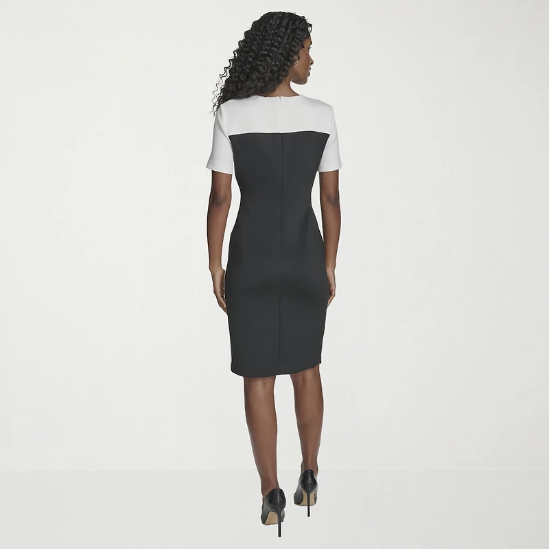 Marc New York Womens Crew Neck Short Sleeve Sheath Dress