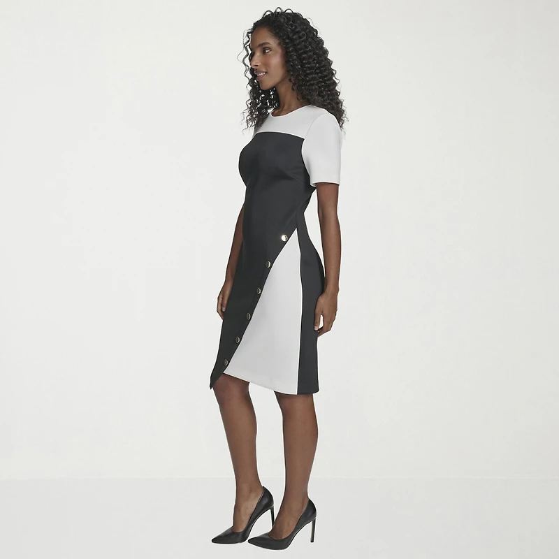 Marc New York Womens Crew Neck Short Sleeve Sheath Dress