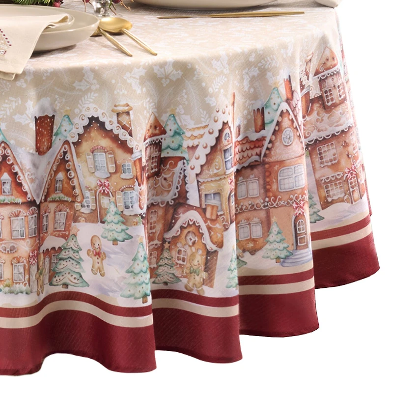 Elrene Home Fashions Gingerbread Bliss Round/Oval Tablecloth
