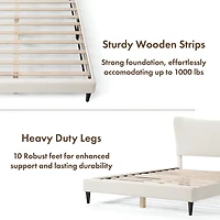 Lumi Wingback Upholstered Queen Bed