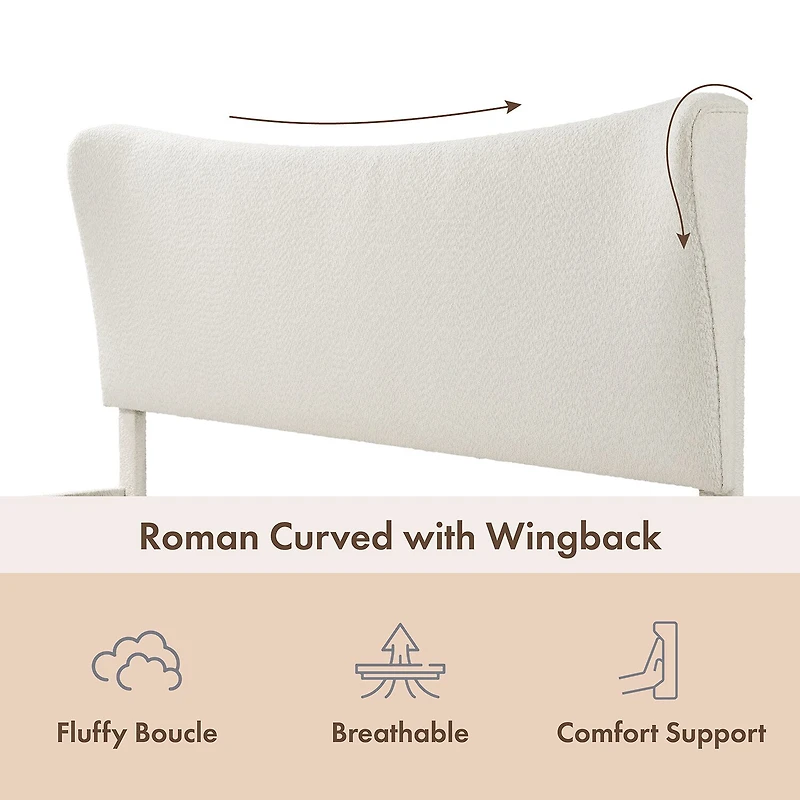 Lumi Wingback Upholstered Queen Bed