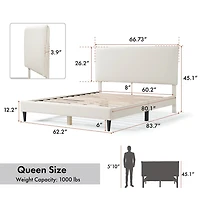 Lumi Boucle Fabric Queen Bed