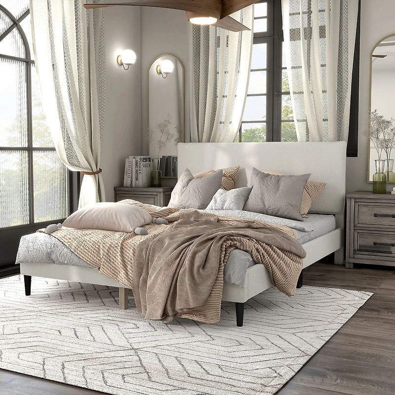 Lumi Boucle Fabric Queen Bed