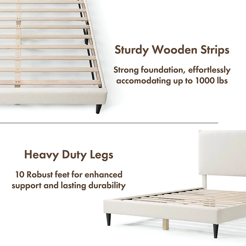 Lumi Boucle Fabric Queen Bed