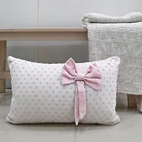 Vibhsa Vibhsa Handwoven Decorative Pillow With Bows And Frills, 14" X 24" Rectangular Throw Pillow